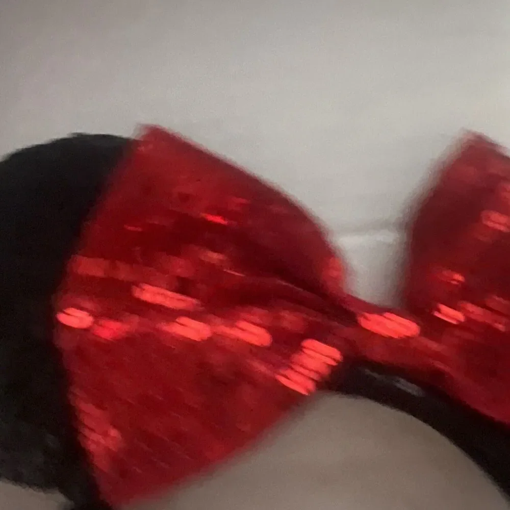 Disney Parks Black & Red Sequin Minnie Mouse Ears‎ Headband Bow Adult OS Mickey